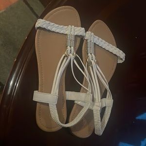 Size 7 sandals white and tan